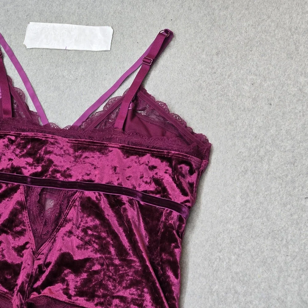 Torrid Women Sleepwear 4X Purple Lace Strappy Velvet Adjustable